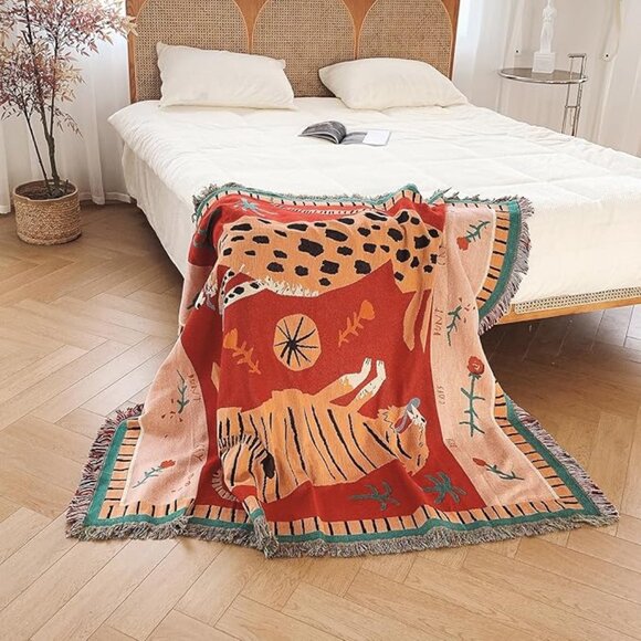Boho throw blanket tapestry hippie room decor 50"x60" - Picture 1 of 8